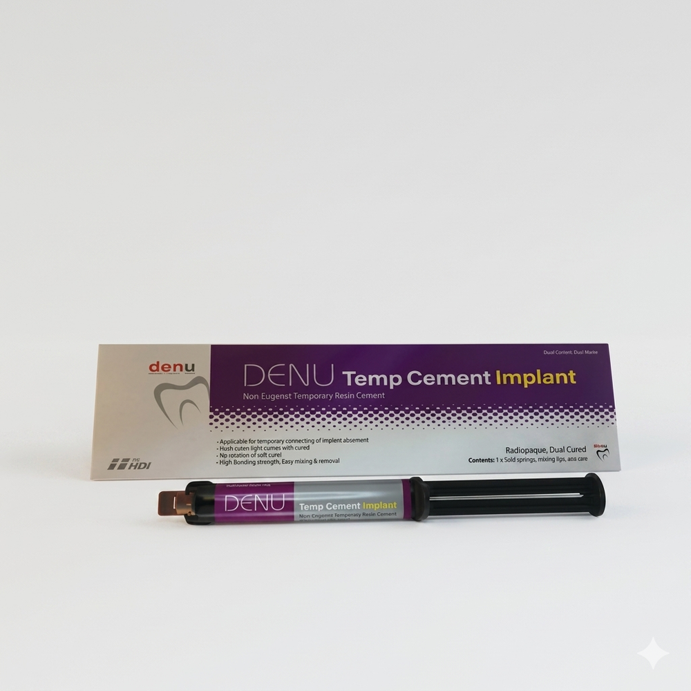 Стоматологический цемент двойного отверждения, 5 мл (13 г), Denu Temp Cement Implant Стоматологический цемент двойного отверждения, 5 мл (13 г), Denu Temp Cement Implant