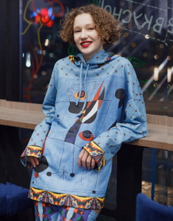 Худи "Миро синий", по мотивам абстрактной живописи Жоан Миро