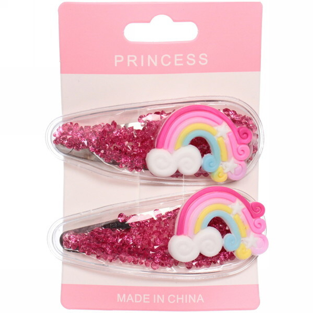 Зажимы для волос детские 2шт «Confetti», радуга, микс 6 цветов, 7*2см