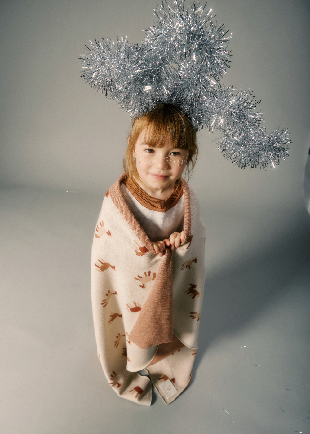 Плед вязаный (лошадки)