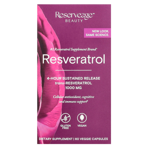 Reserveage Beauty, ресвератрол, 60 растительных капсул