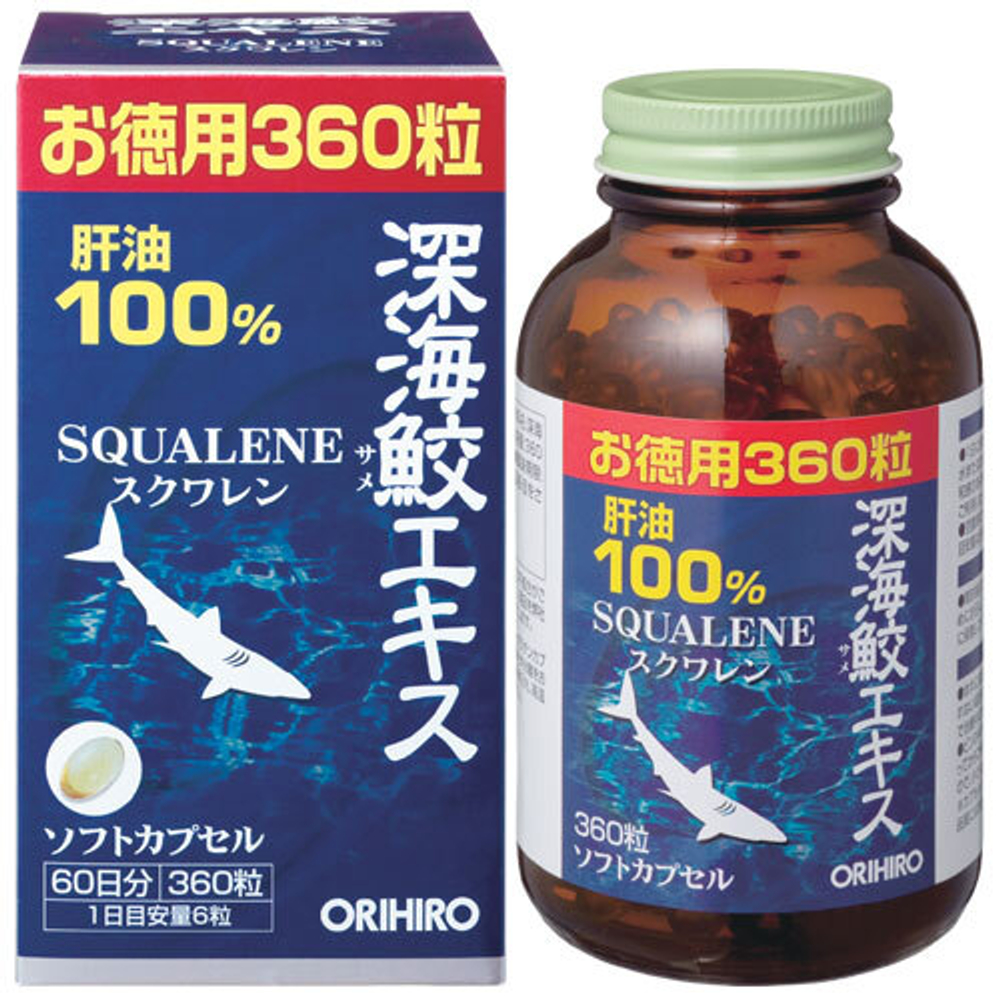 Масло печени глубоководной акулы 360 капсул на 60 дней ORIHIRO SQUALENE