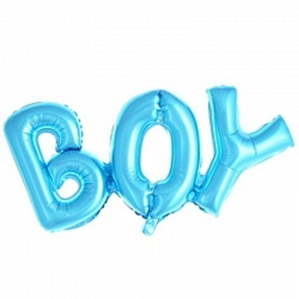 Шар-фигура, фольга, надпись Boy, голубой, 33/84 х 36 см