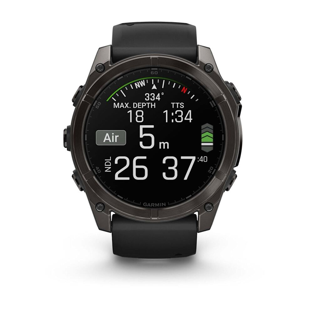 Смарт - часы Garmin fenix 8 - 51 мм, AMOLED Sapphire, угольно-серый DLC, пепельно-черный силиконовый ремешок
