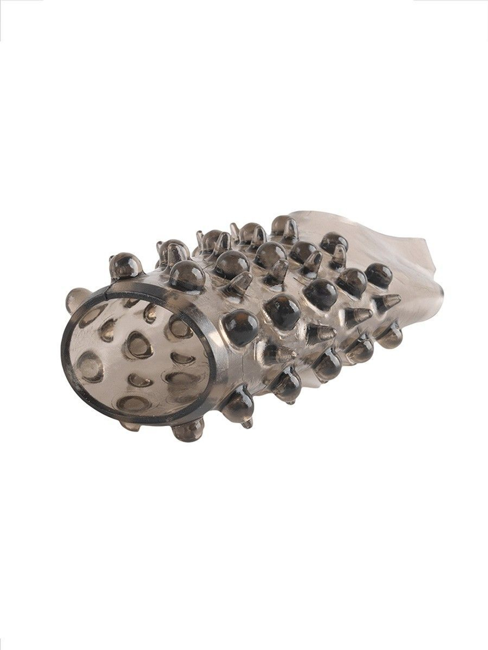 Дымчатая насадка на пенис с шипами и выпуклостями - 12,5 см. (Цвет: дымчатый)