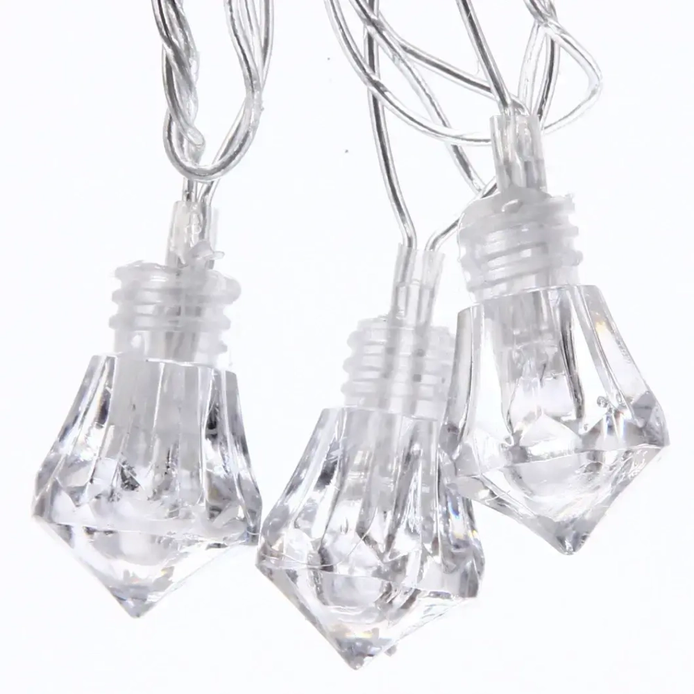 Гирлянда для дома 4,0 м 20 ламп LED с насадками КРИСТАЛЛ, прозрач.пров., авторежим.,IP-20 RG/RB (возможность соединения)