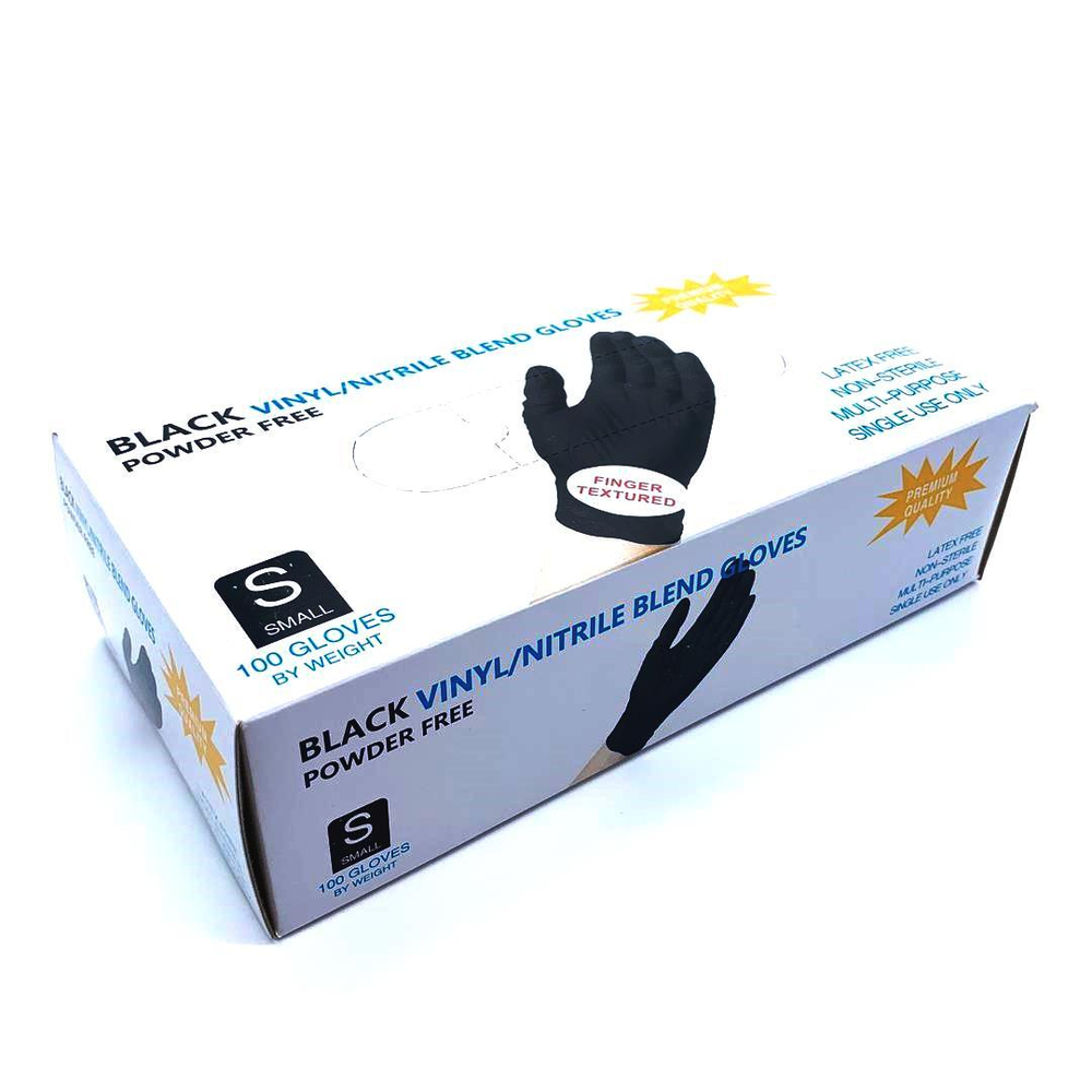 Wally Plastic Перчатки винил/нитриловые S черные (50 пар), Китай