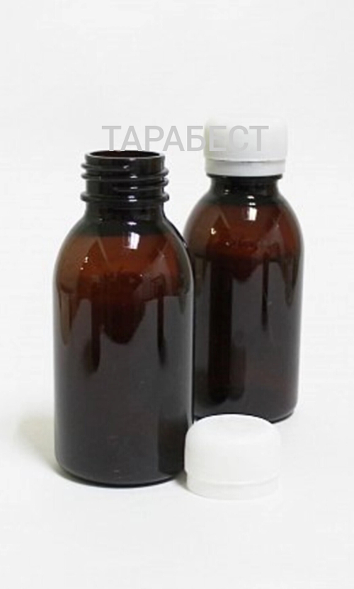 Флакон 100 мл пластик коричневый круглый с белой крышкой