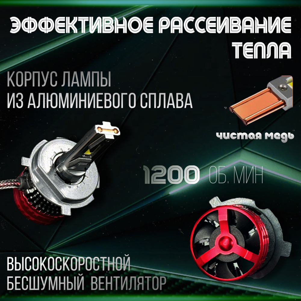 Светодиодные лампы H4, диодные лампы H4 led, 6000к