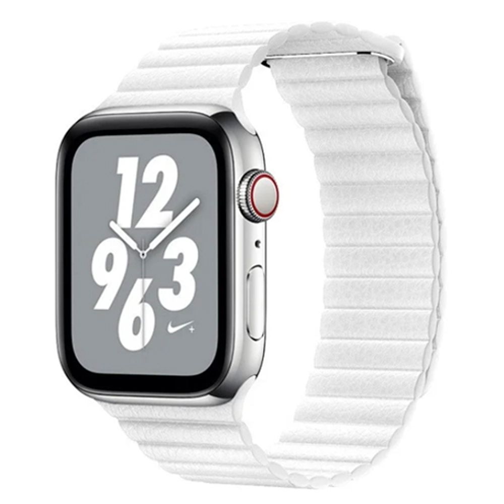 Браслет-ремешок для Apple Watch Magnit leather back loop band (WH5205-WH) White Coteetci