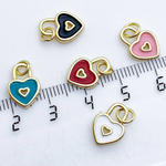 Подвеска Замочек Сердце, цвет золото+черный, размер 12*9 мм, цена за 1 шт