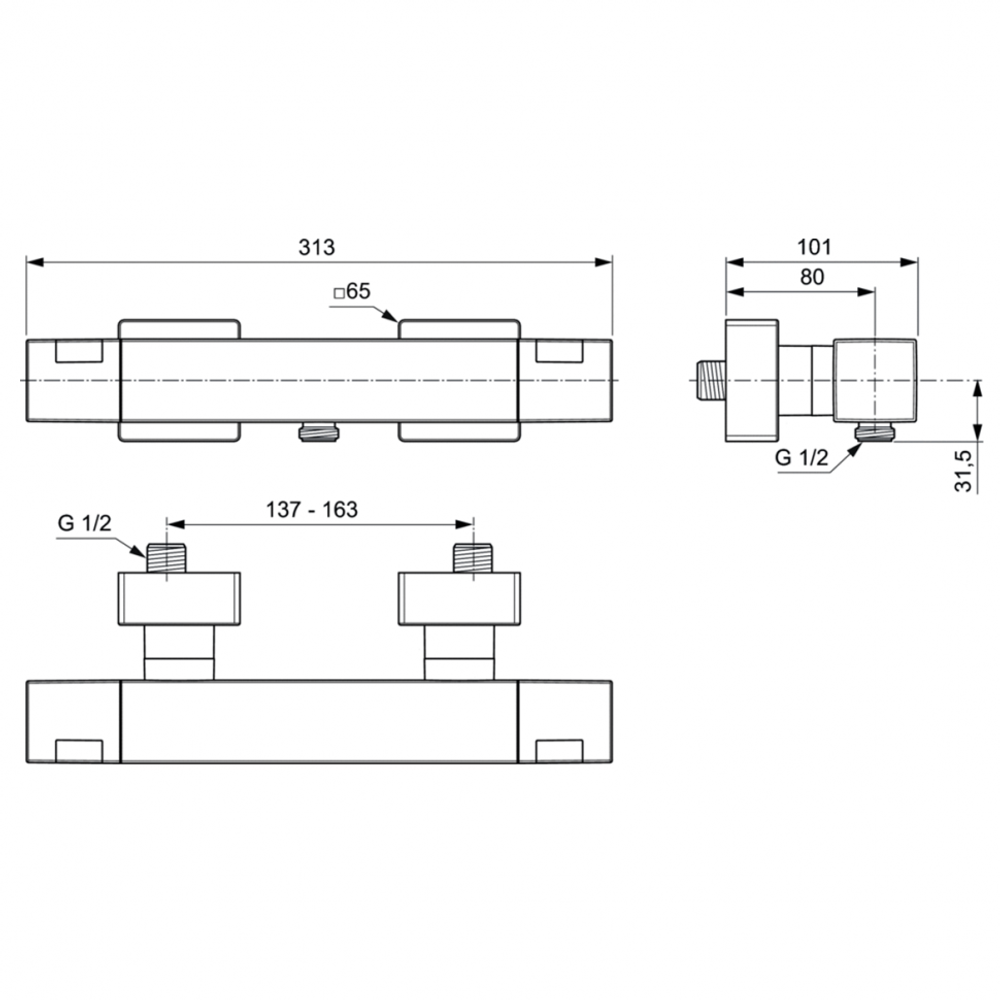 Настенный термостатический смеситель для душа Ideal Standard CERATHERM C100 A7533AA