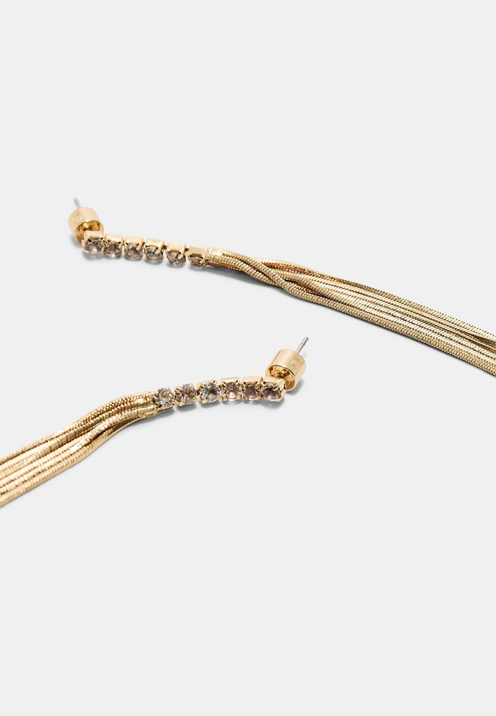 STRADIVARIUS Длинные серьги-подвески со стразами, золотой