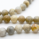 Коралл окаменелый бусины, размер около 10,1-10,3 мм, цена за 18-19 шт (1/2 нити)