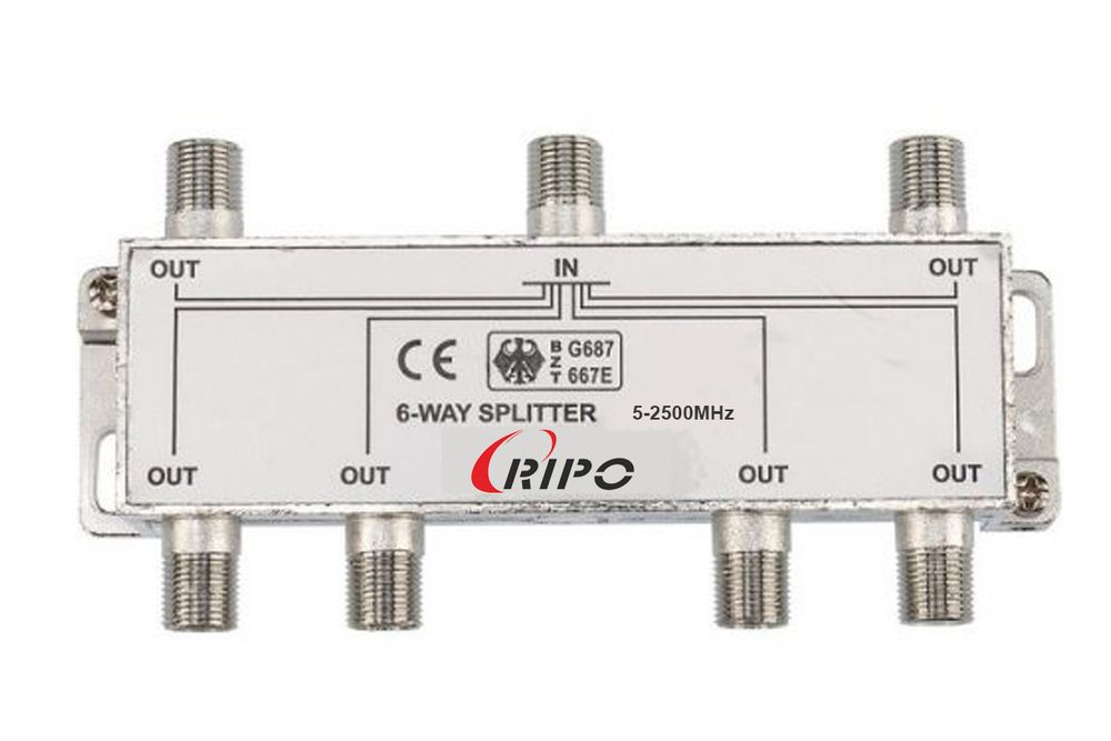Сплиттер (делитель) TV Ripo на 6 направлений под F разъемы 5-2500 MHz
