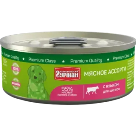 Мясное ассорти с языком, 100г консервы для щенков ЧГ