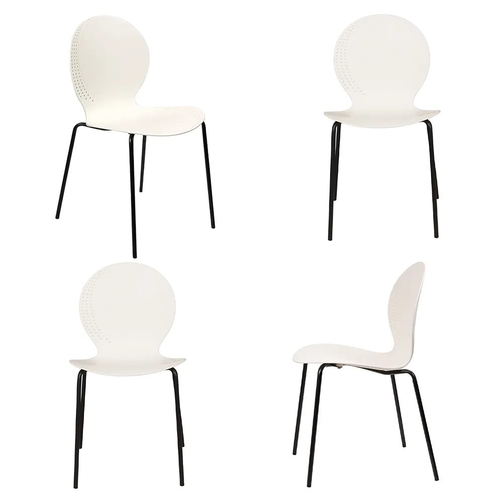 Комплект из 4-х стульев Wave белый с черными ножками