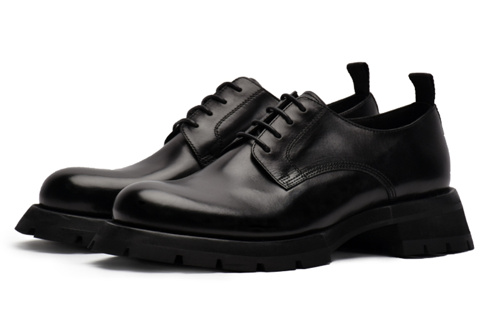 Viplander Top Grain Cow Leather Derby Shoes Men"s Black