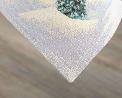 Скатерть 140х280см Mix&Match Home Дед мороз и лесные друзья голубая