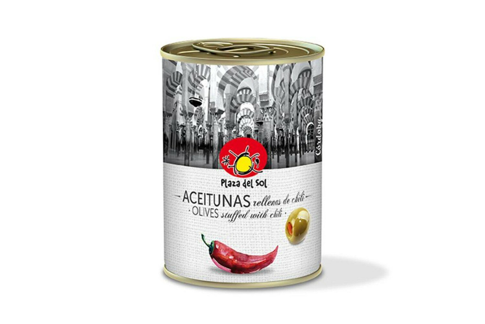 Plaza Del Sol Оливки с перцем чили 280 гр