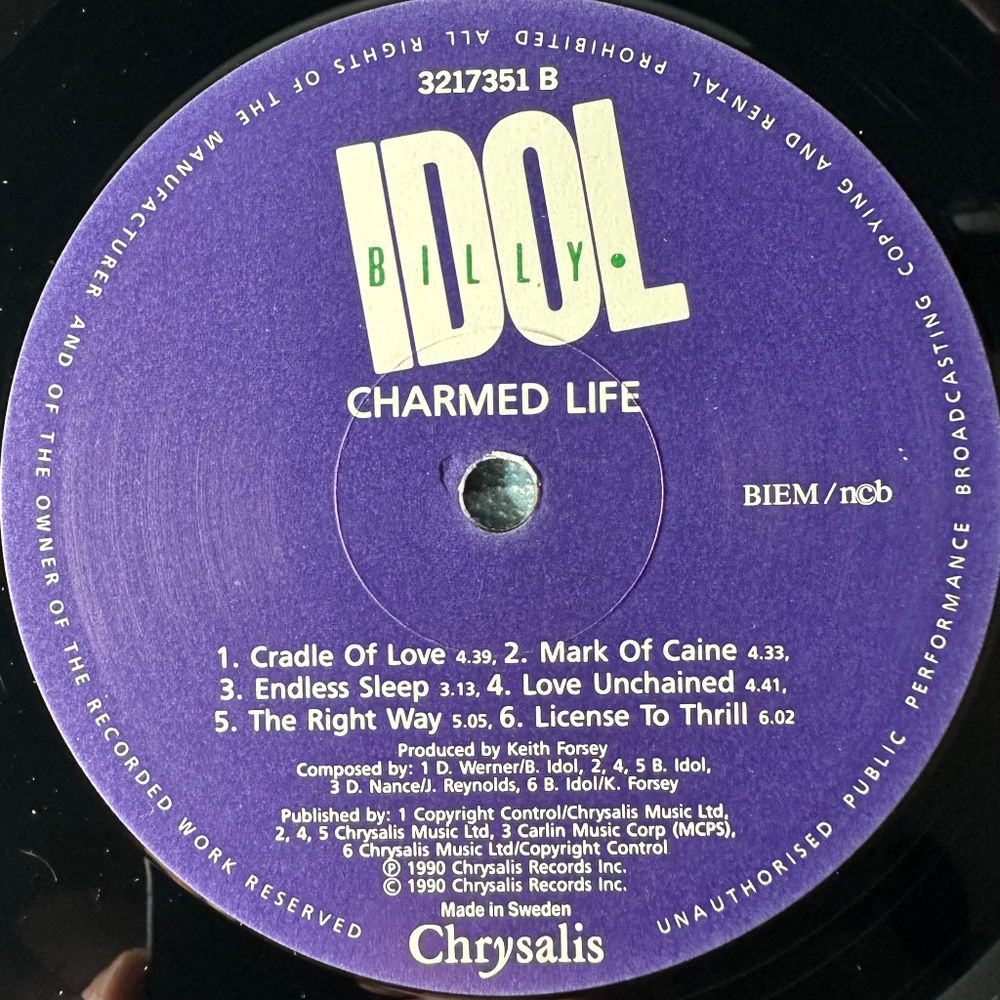 Billy Idol ‎– Charmed Life (Швеция 1990г.)