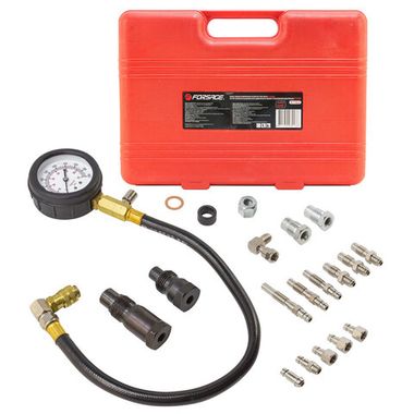 Тестер компрессии дизельного двигателя(свечи:М18х1.5х30мм - 2шт,М10х1.25х68мм, М10х1.0х68мм, М10х1.25х55мм,М12х1.5,ФорсункиМ24х2, М24х1.5)в кейсе Forsage F-917G2