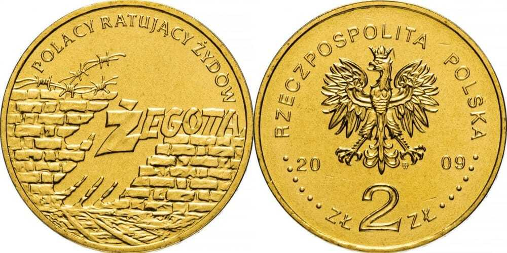Польша 2 злотых, 2009 Поляки, спасавшие евреев aUNC
