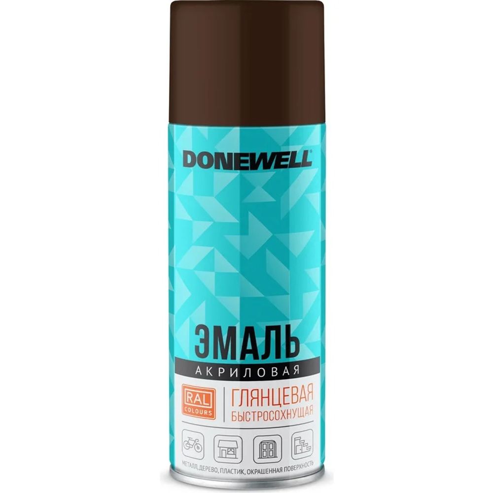 Эмаль универсальная акриловая DONEWELL RAL 8017 коричневая глянцевая 520 мл