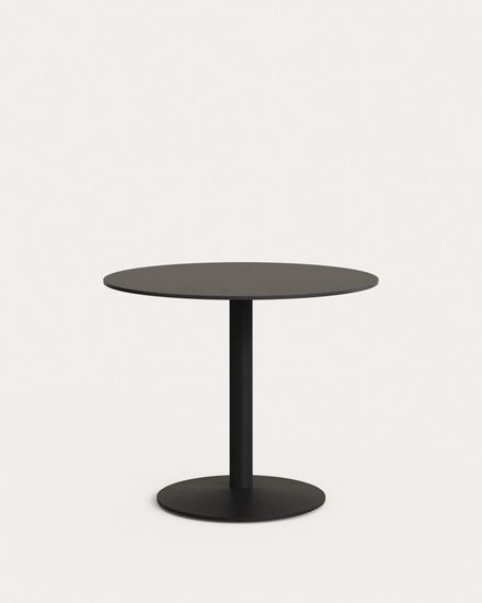 Esilda Садовый круглый стол черного цвета с черной металлической ножкой