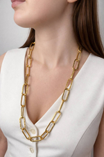 Колье "Крупная цепь" в золочении сатинированное