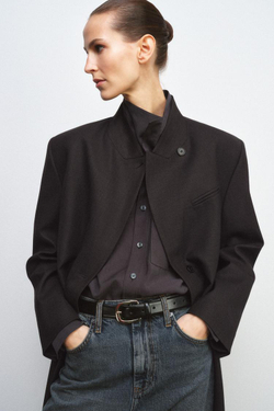 ZARA ПАЛЬТО-СЮРТУК ИЗ СМЕСОВОЙ ШЕРСТИ — ZW COLLECTION LIMITED EDITION, КОРИЧНЕВЫЙ