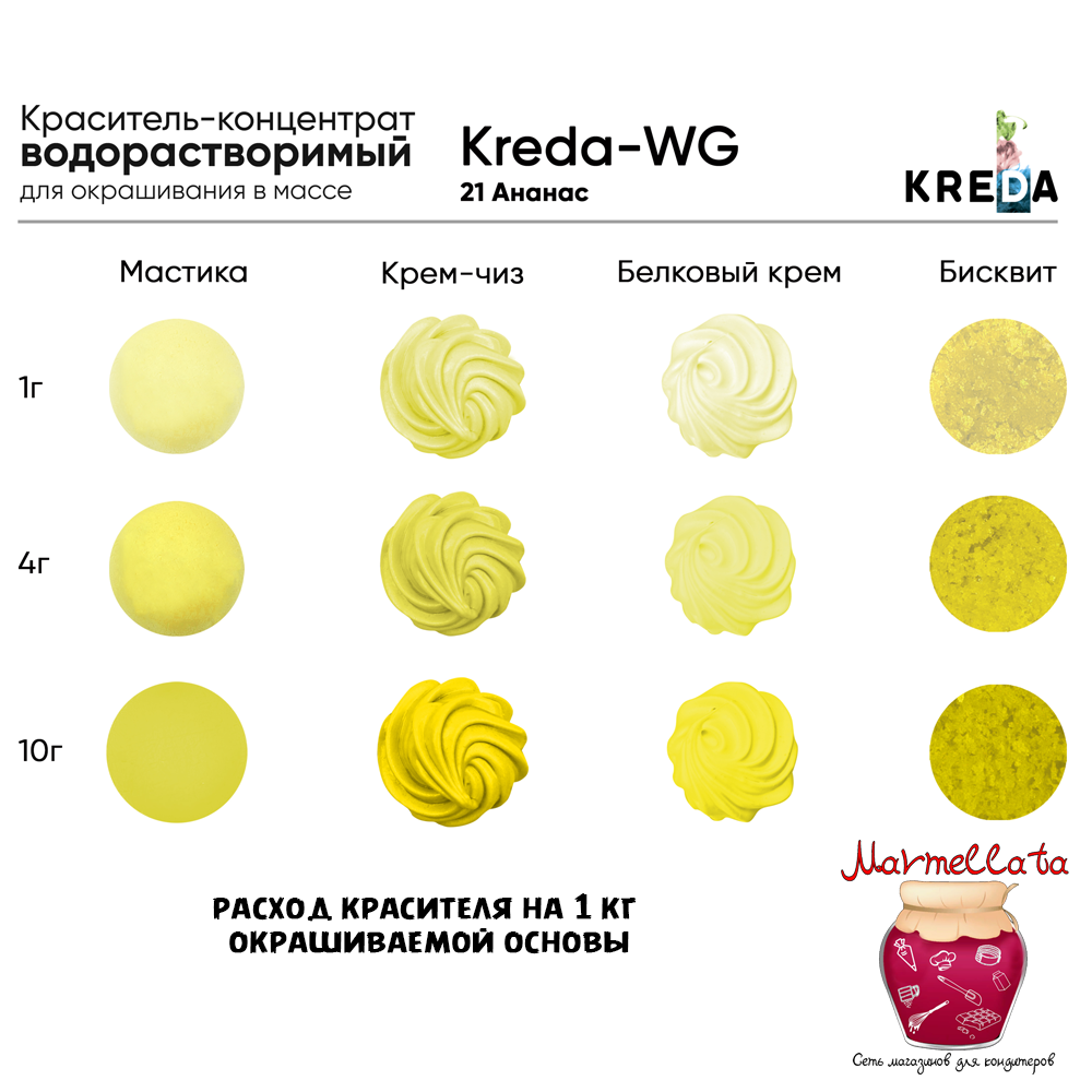 Краситель водор-ый пищевой гелевый "Kreda WG", АНАНАС 21 (80 мл.)