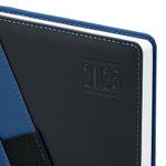 Ежедневник датированный 2025 А5 138х213 мм BRAUBERG "Swirl", под кожу, держатель для ручки, синий, 115911