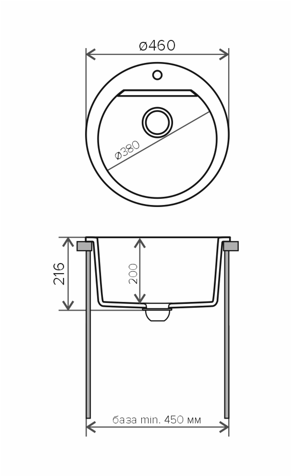 Мойка POLYGRAN ATOL-460 черный №16