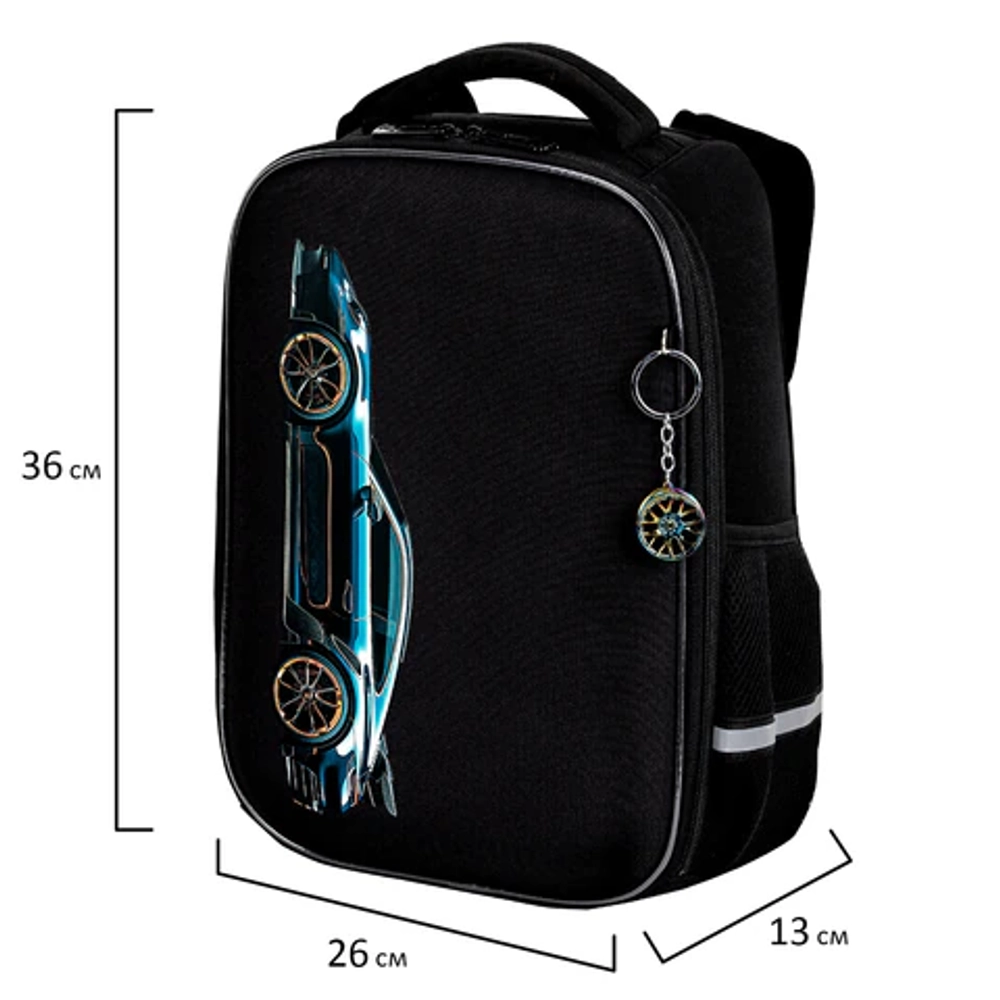 Ранец BRAUBERG LIGHT, 1 отделение, с брелком, Vertical car, 36х26х13 см, 273110