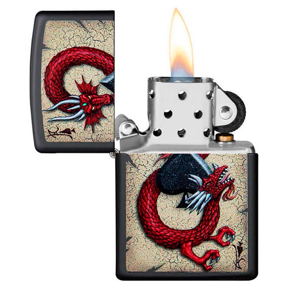 Зажигалка Zippo Dragon Ace Design с покрытием Black Matte