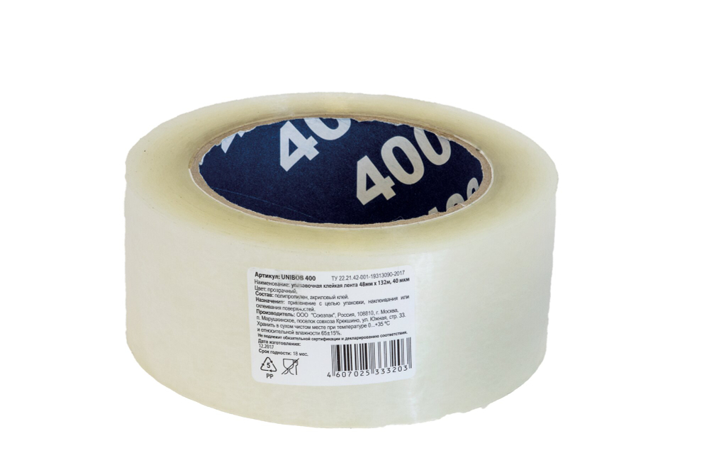 Клейкая лента UNIBOB 400 упаковочная 48мм х 132м