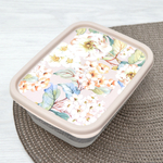 Контейнер для продуктов 0,85л прямоугольный с декором (бежевый)