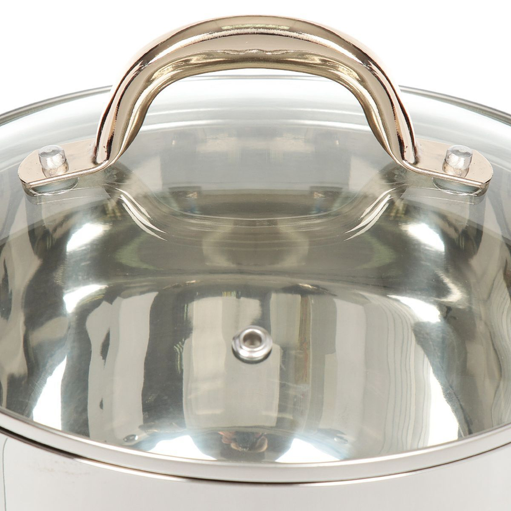 Ковш нерж, 1.8 л, крышка стекло, металл ручка, индукц, Daniks, Мадрид Gold, SD-316SG