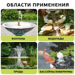 GANF01-01 GREEN APPLE Насос для фонтана с насадками. Мощность 16 W. Производительность 1000 л/ч. Ma | GREEN APPLE