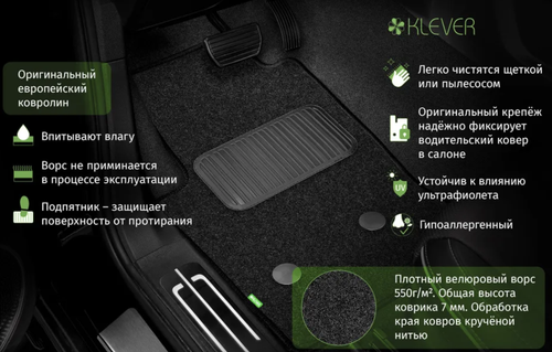 Коврики ворсовые для CHERY Tiggo 4 Pro 2024-н.в. (I Рестайлинг) Внедорожник 5 дв. 4 шт. коврики текстильные в салон KLEVER02.A71168.010KH