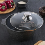 Кастрюля алюм, антиприг, 2 л, с крыш, крышка стекло, кругл, Мечта, Гранит black, 42802
