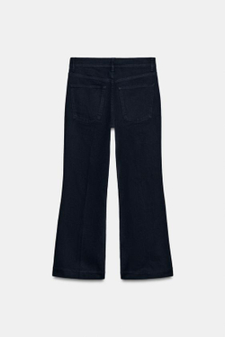 ZARA УКОРОЧЕННЫЕ ДЖИНСЫ-КЛЕШ СО СРЕДНЕЙ ПОСАДКОЙ — ZW COLLECTION, МОРСКОЙ СИНИЙ