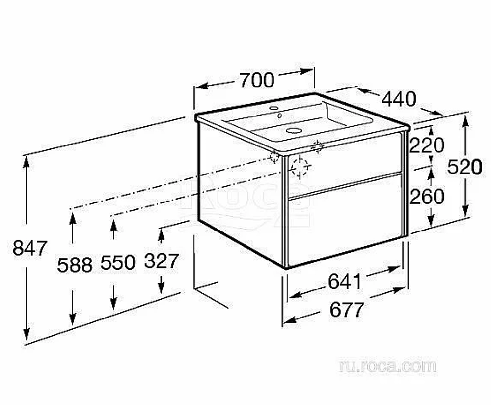 Тумба с раковиной Roca Ronda ZRU9302964 70 белый глянец/антрацит