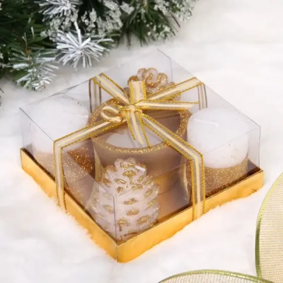 Свечи новогодние «Зимняя сказка» 11.5*11.5*5см (набор 5шт), Золото