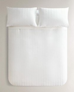 ZARA HOME САТИНОВЫЙ ПОДОДЕЯЛЬНИК В ПОЛОСКУ, БЕЛЫЙ