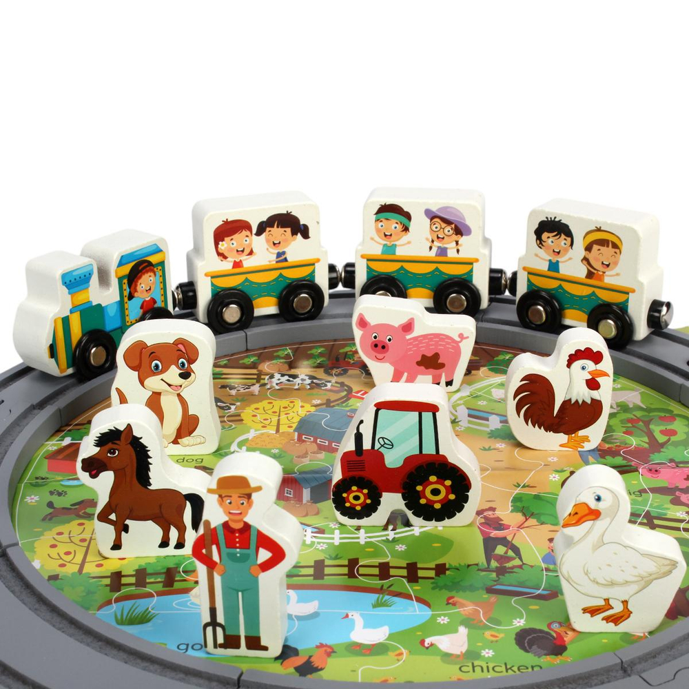 Развивающая игрушка Деревянная дорога 45 элементов, коробка C-41880