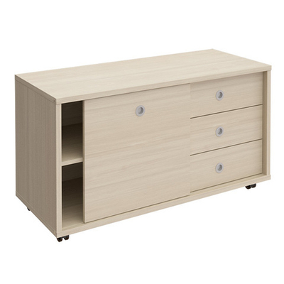 Тумба выкатная 3 ящика без замка + дверь-купе из ДСП дуб шамони