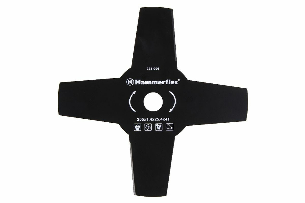 Нож для триммера Hammer Flex 223-006 закаленная сталь, 4 зуба, толщина 1,4 мм, d=255 мм
