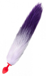 Красная анальная пробка с сиренево-фиолетовым хвостиком (Цвет: сиреневый)